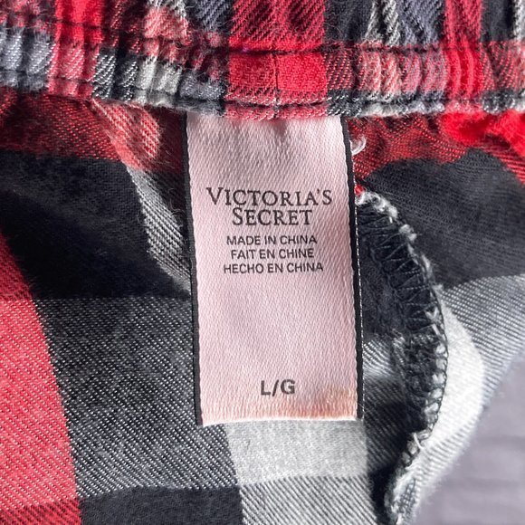 Victoria's Secret L Red Plaid Cotton Modal Check Flannel Pajama Lounge Pants - Picture 4 of 5
